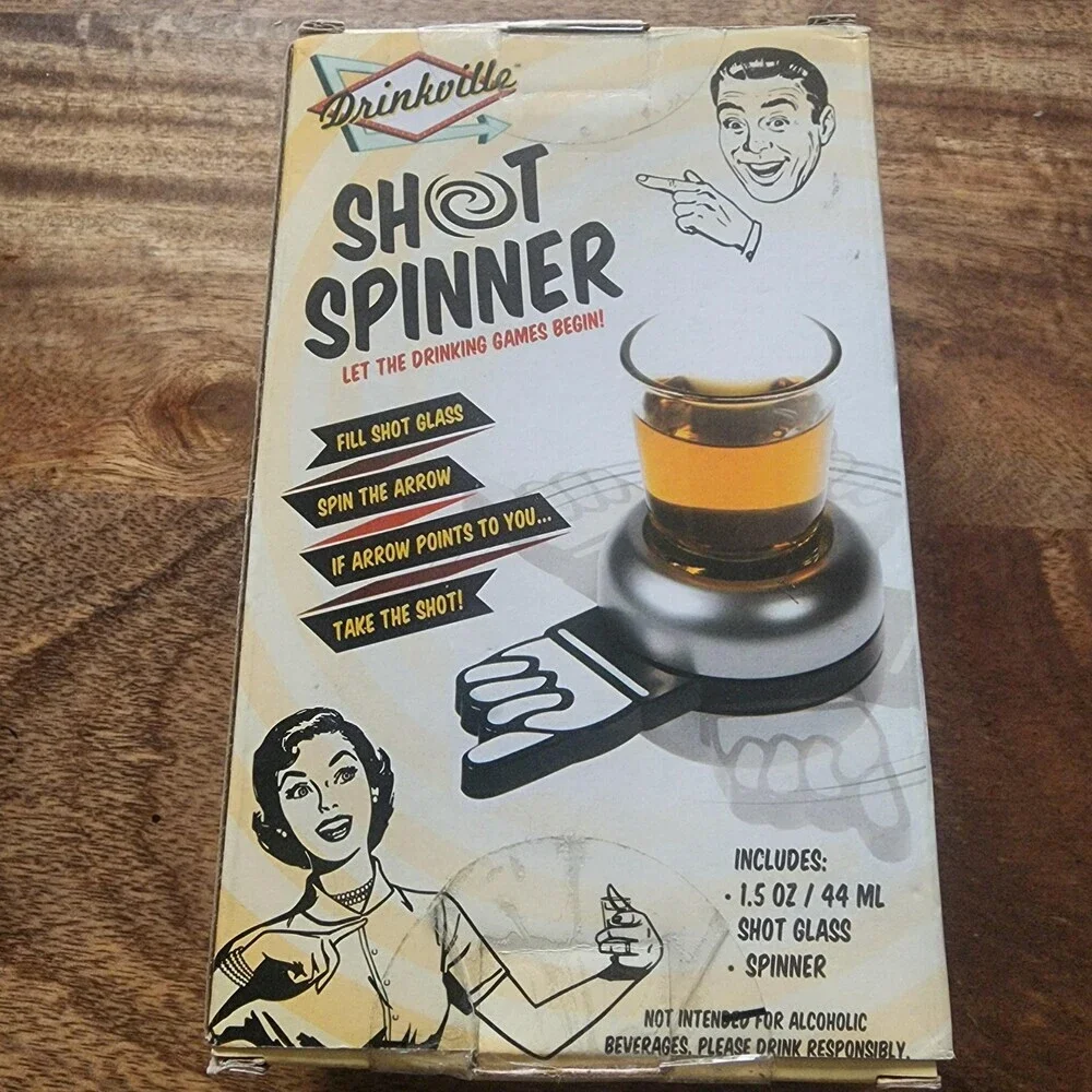 Drinkville Shot Spinner Clear Glass Spinner Game 1.5oz Bar Party Fun Novelty
